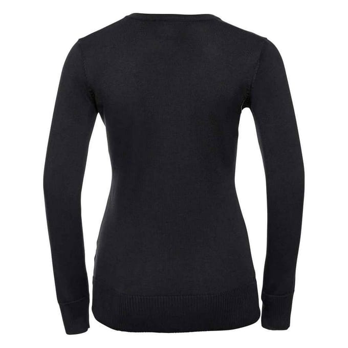 Russell Collection Dames/Dames Sweatshirt Katoen Acryl V Hals (Zwart)