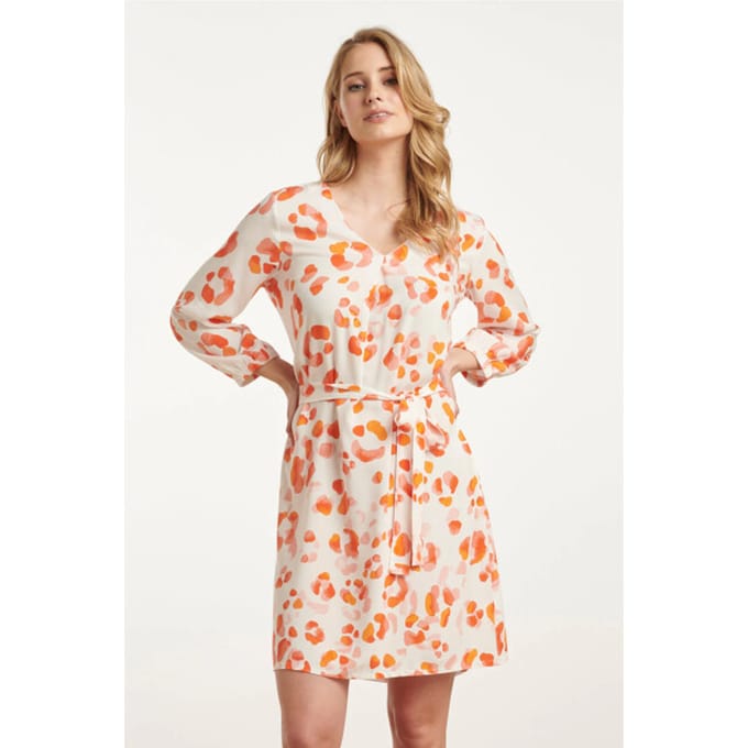 Smashed Lemon 25163 korte jurk met perzik dierenprint |