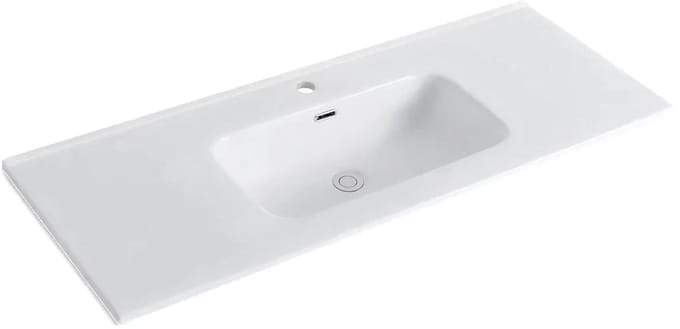 DutchLine - Keramische Wastafel OVI 120CM - Glans wit - 1 Kraangat