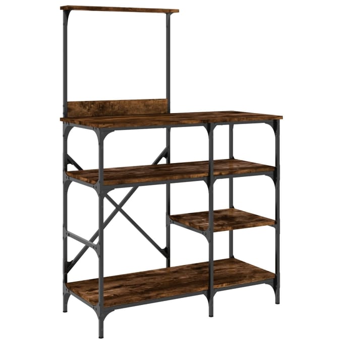 vidaXL - Bakkersrek - 90x40x132 - cm - bewerkt - hout - en - metaal - gerookt - eiken