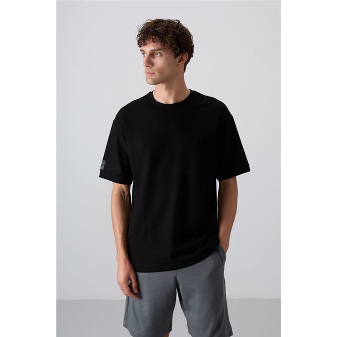 Heren Oversized Crew Neck T-Shirt Met Patch