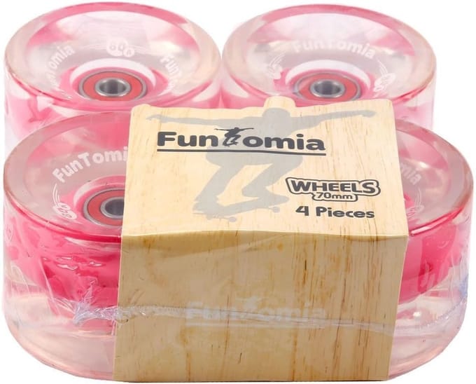Longboard Wielen - Skateboard Wielen - Freeride Dansen - LED Licht Dynamo - 70x51mm 80A - Roze