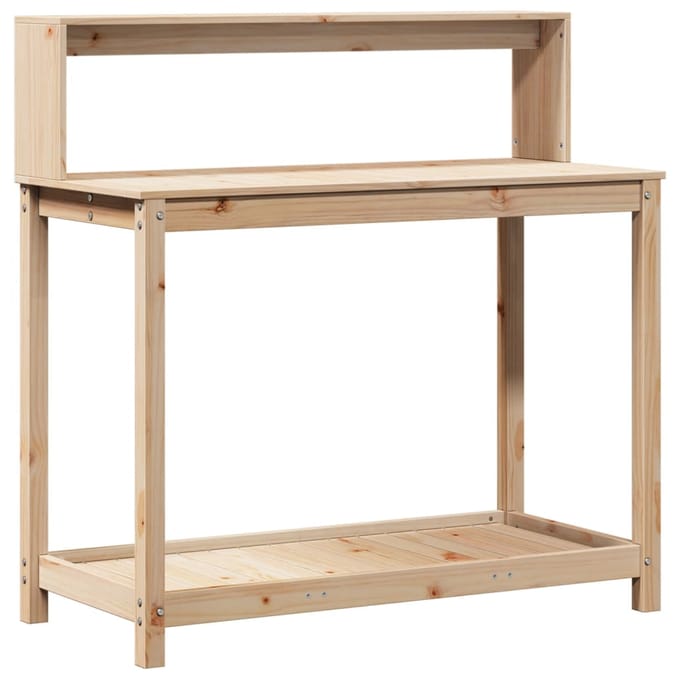 vidaXL - Oppottafel - met - schappen - 108x50x109,5 - cm - massief - grenenhout