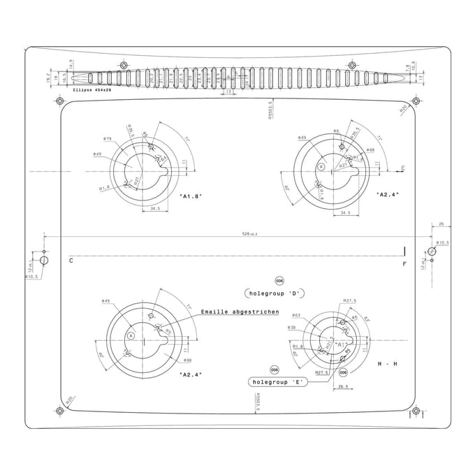 AEG bovenblad, inox, 580x520mm 8583194653132