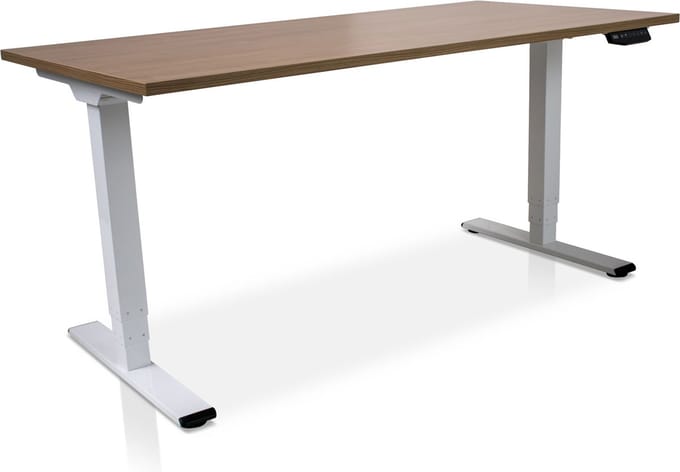 Zit-sta bureau elektrisch verstelbaar - MRC COMFORT NEN-EN 527 | 160 x 80 cm | frame wit - blad havanna