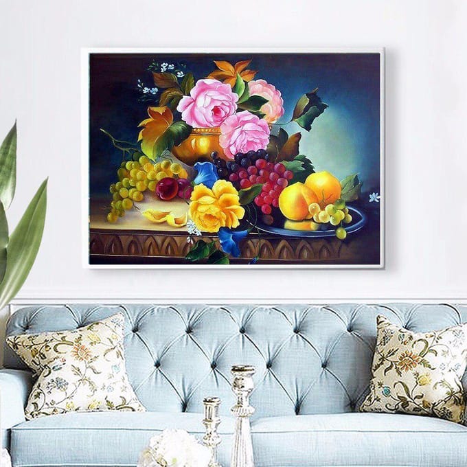 Peinture diamant, pierres rondes, fleurs, broderie diamant, loisirs créatifs 20X30 gray