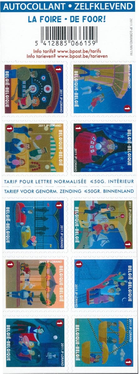 Bpost - Feest - 10 postzegels tarief 1 - Verzending België - Kermis