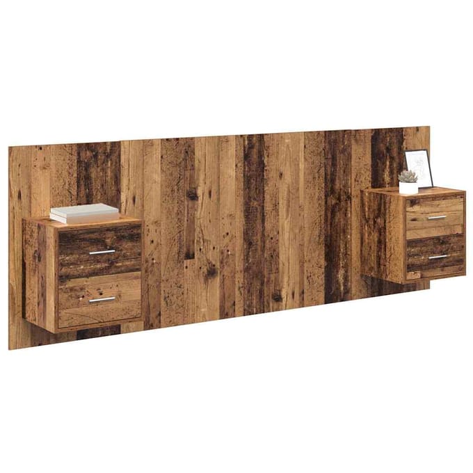 vidaXL - Hoofdeinde - Met - Kast - 3 - st - Oud - Hout - Bewerkt - hout
