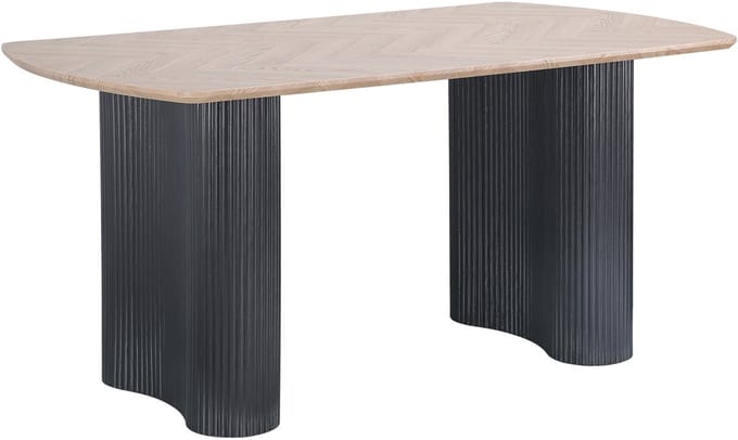 Eettafel 160x90 cm 6 plaatsen in visgraatmotief eikenlook