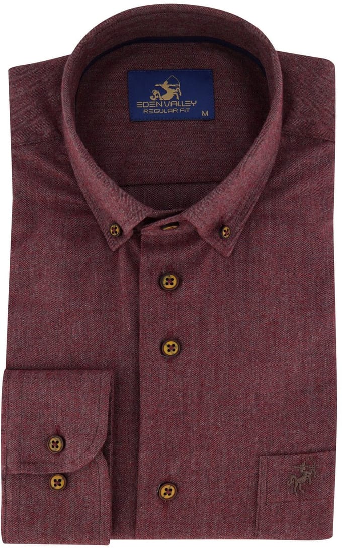 Normale fit overhemd Eden Valley bordeaux katoen