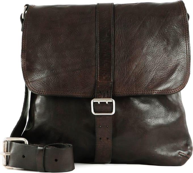 CAMPOMAGGI Leren Schoudertas Saturno Crossbody Bag Moro Donkerbruin