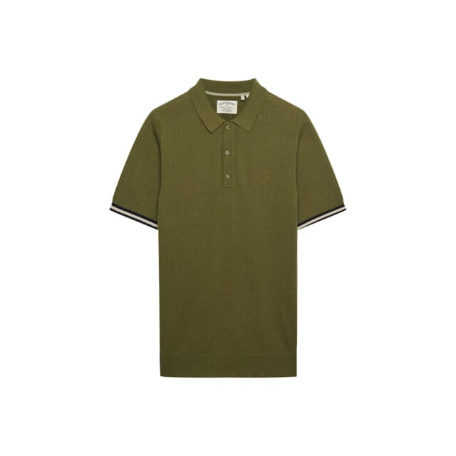 Superdry Knitted Texture Korte Mouw Poloshirt Groen M Man