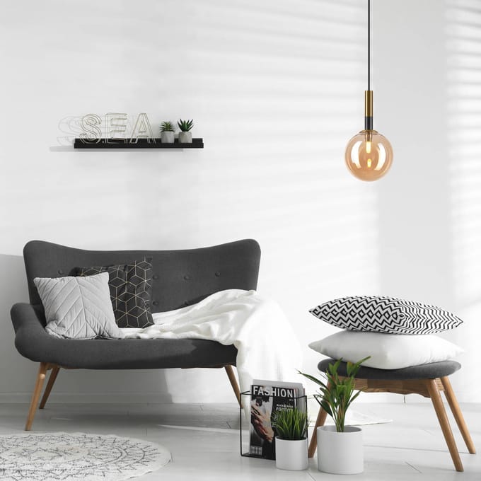 Lamkur Hanglamp Natalia, 1-lamp, glas, goud