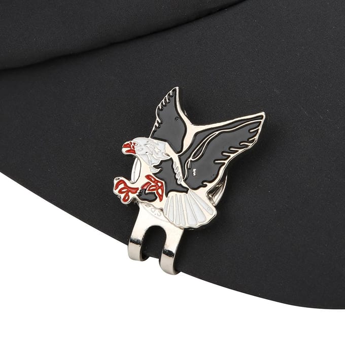 Draagbare mini-golfbalmarker met golfpetclip en magnetische adelaar/vogelaccessoire voor buiten. black