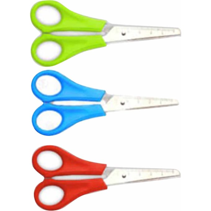 Knutzelschaar Stompe Punt Schaalontwerp Plastic Handvat Roestvrij Staal Allround Schaar voor Naaien Papier School blue