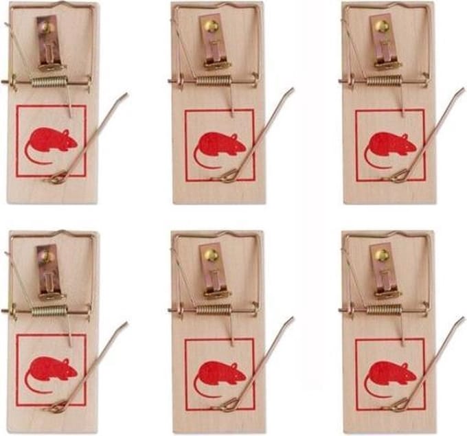 *** 6x Muizenvallen Muis Vangen - Pestcontrol - Classic Muizenval - van Heble® ***