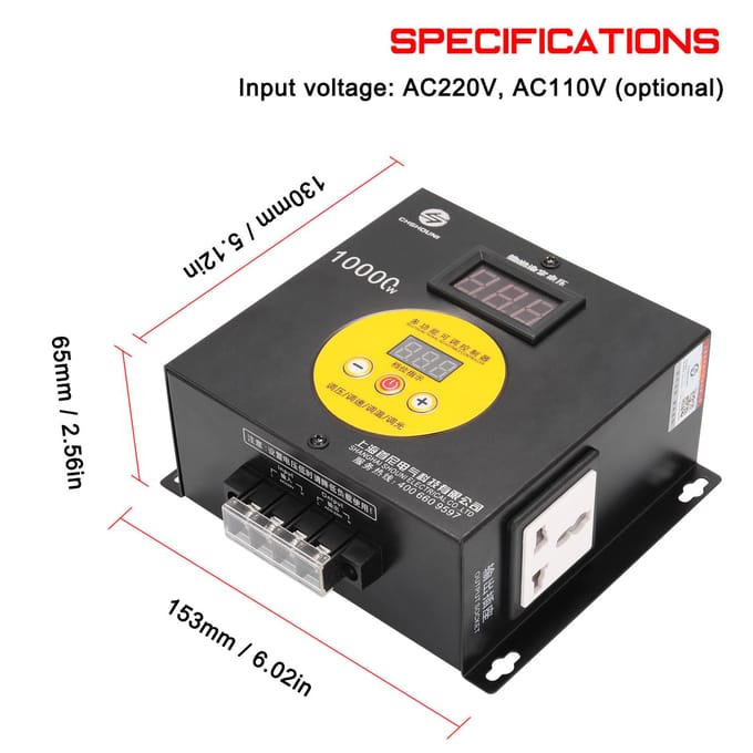 10000W huishoudelijke compacte variabele spanningsregelaar draagbare snelheid temperatuur licht spanning EU Plug veelkleurig
