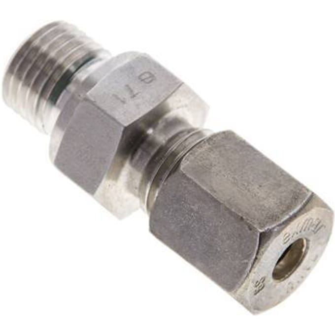 6S & M14x1.5 RVS Rechte Knelfitting Buitendraad 500bar FKM ISO 8434-1