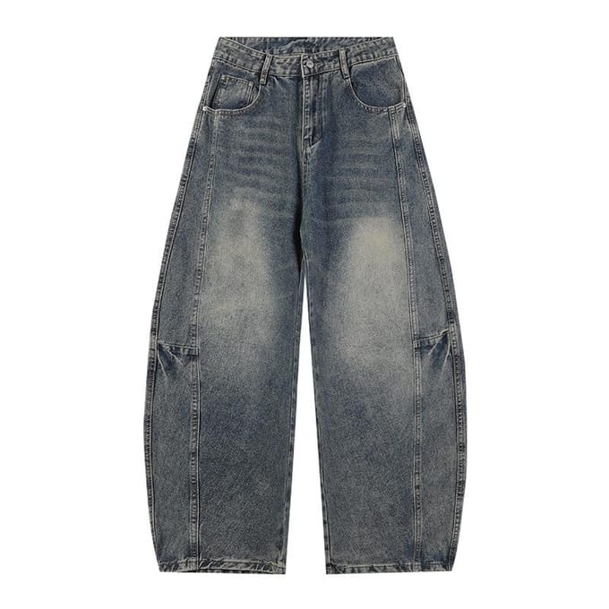 Amerikaanse High Street Wassing Scimitar Jeans Heren Knappe Broek XL gray