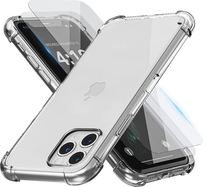 Hoesje geschikt voor iPhone 11 Pro Transparant - 2x screenprotector - beschermglas screen protector - Anti Shock hoesje case