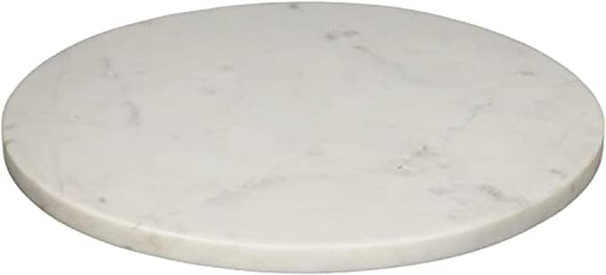 Multifunctionele ronde marmeren kaas/snijplank - Groot, Wit (11 x 11 x 0,5 inch)