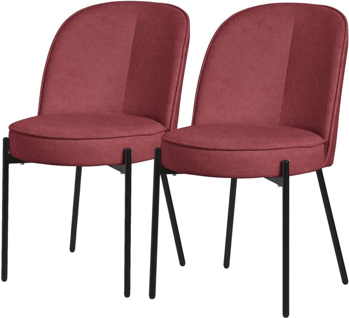 ML-Design rood ronde eetkamerstoelen set van 2 gestoffeerde keukenstoelen comfortabel ergonomisch zachte polyester zitting hoge rugleuning metalen poot modern scandinavisch luxe design woonkamer eethoek keuken stoelen elegant minimalistisch