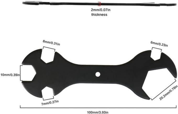 Platte Spanner Set 5-in-1 - 3D Printer Gereedschap - Moersleutel 6/7/8/10/20,2 mm - Multifunctioneel - Zwart - Metaal