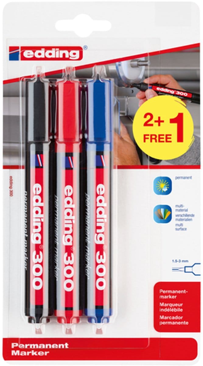 Viltstift edding 300 rond 1.5-3mm 2+1 assorti | 10 stuks
