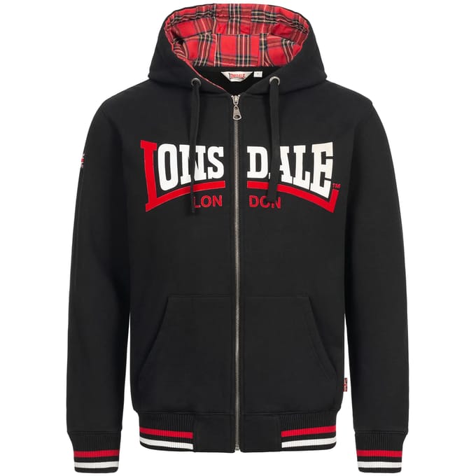 Lonsdale Heren sweatjas met capuchon en ritssluiting, normale pasvorm NATEBY