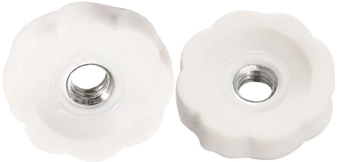 M4 Plastic Knurled Thumb Nuts - 100 Stuks, Draadmoeren, Carbon Staal, Rond Handvat, Wit Bloemvormig