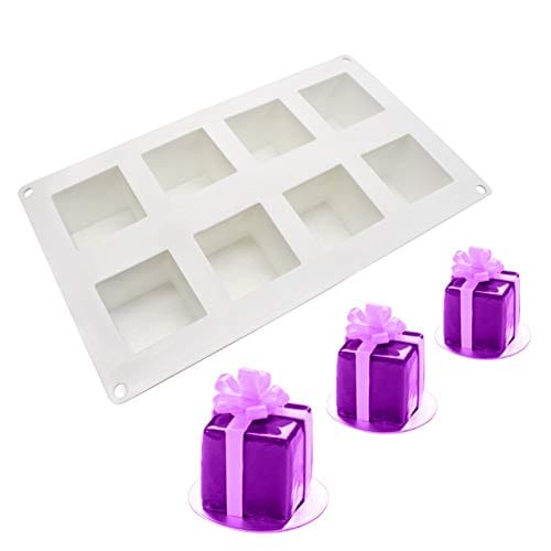 Siliconen 3D Bakvorm Dessert Mousse DIY Vorm, 8-Holte Vierkant gray