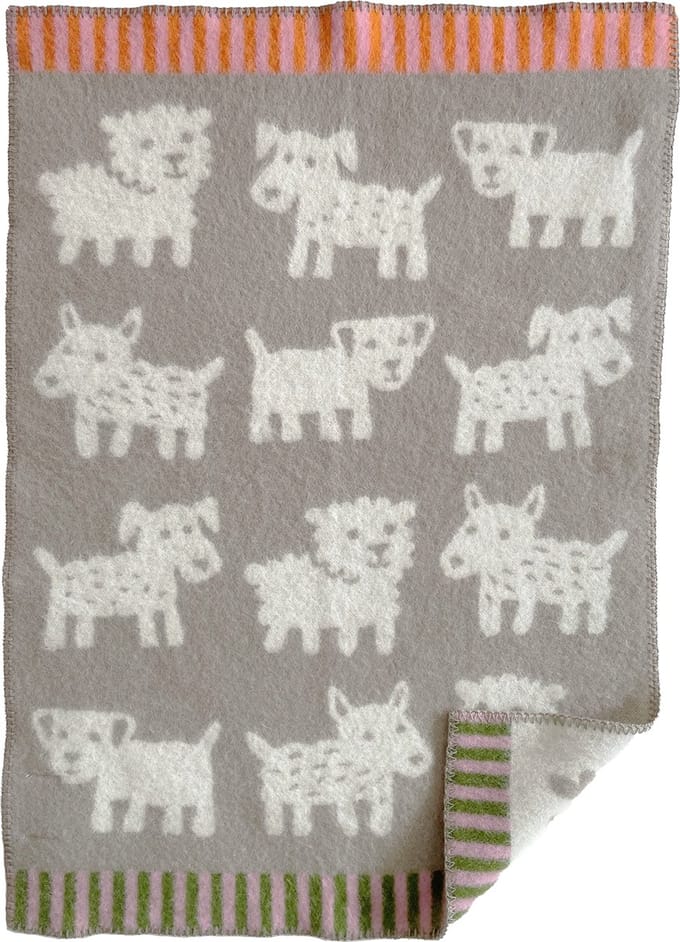 Klippan Wiegdeken 100% eco wol- beige - Voff -hond - 65x90cm