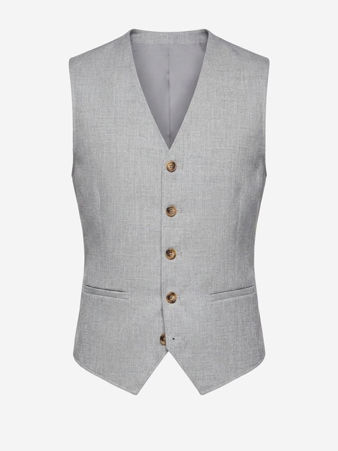OMBRE Gilet - Regular Fit - Knopen - Effen Lichtgrijs L