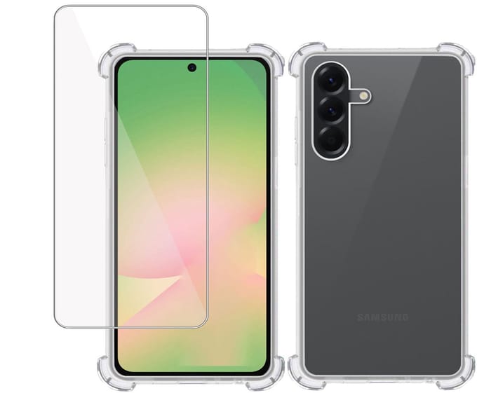 TechNow Hoesje + Screenprotector geschikt voor Samsung A36 – Tempered Glass - Extreme Shock Case Transparant