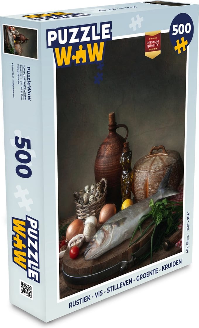 Puzzel Rustiek - Vis - Stilleven - Groente - Kruiden - Legpuzzel - Puzzel 500 stukjes