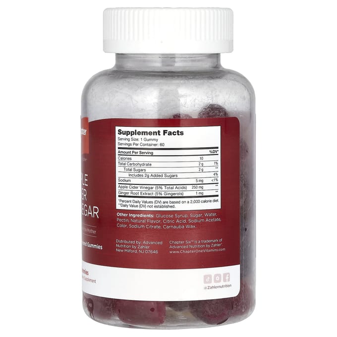 Hoofdstuk Zes, appelciderazijn, appels, 60 gummies