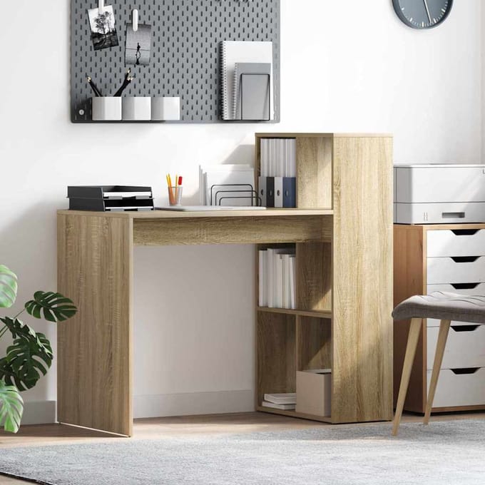 vidaXL - Bureau - Sonoma - Eik - Bewerkt - hout - 108 - x - 55 - x - 103.5 - cm