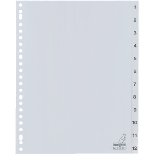 Kangaro tabbladen - A4 - PP 120 micron - grijs - 23-gaats - 12-delig cijfers