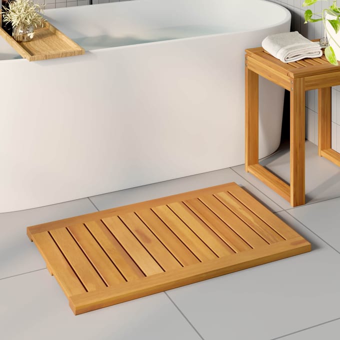 vidaXL - Badmat - Naturel - 80 - x - 50 - cm - Massief - Acacia - Hout