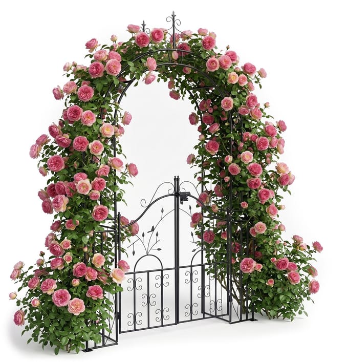 Rozenboog - 144x235x45 cm - zwart - met plantensteun