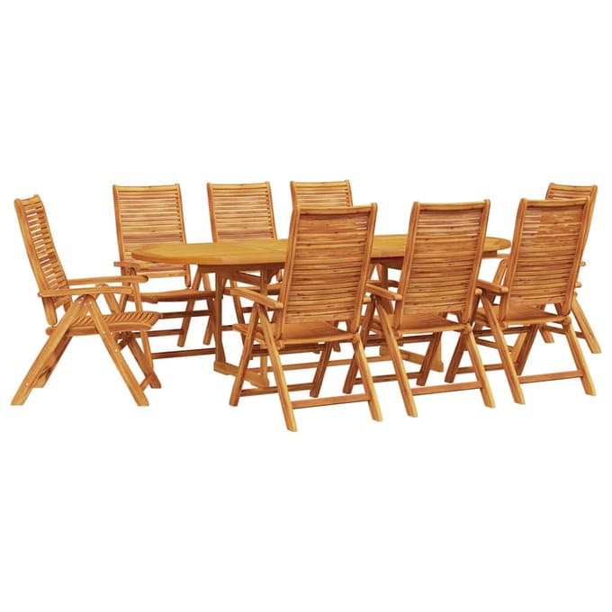 vidaXL - Tuin - Eettafel - Set - 9 - st - Bruin - Massief - Acacia - Hout