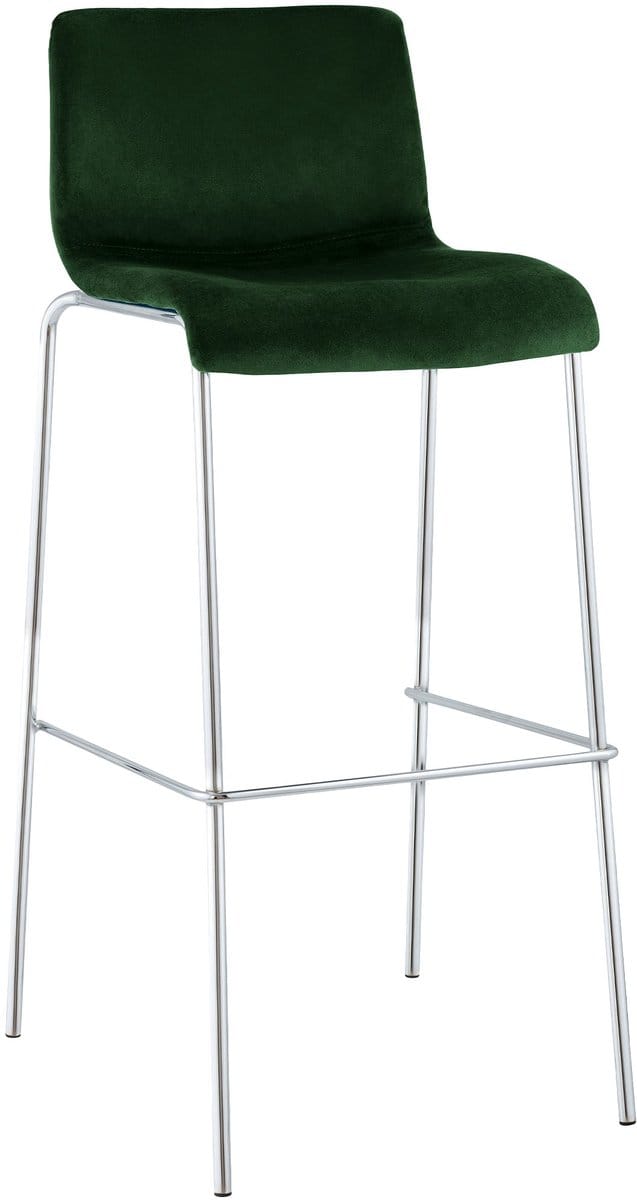CLP Barkruk Hover - met rugleuning - vierpoot frame Chroom - velvet - fluweel - groen/chroom