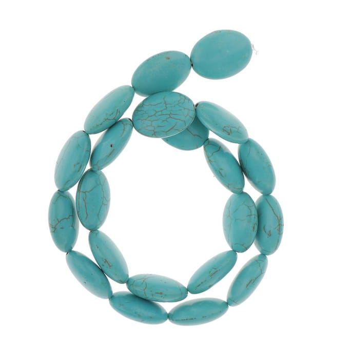 Turquoise platte ovale edelsteen losse stenen kralen 15,7 inch blue