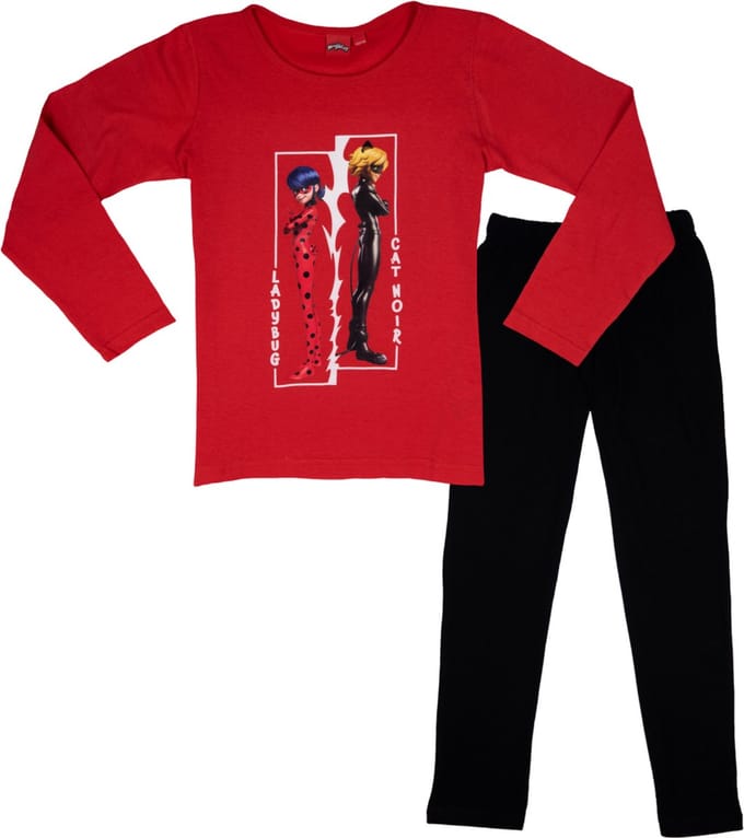 Miraculous Ladybug Pyjama - Rood/Zwart - Katoen - Maat 122/128