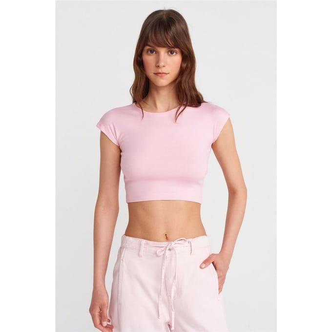 Slim Fit Crop Jersey Blouse