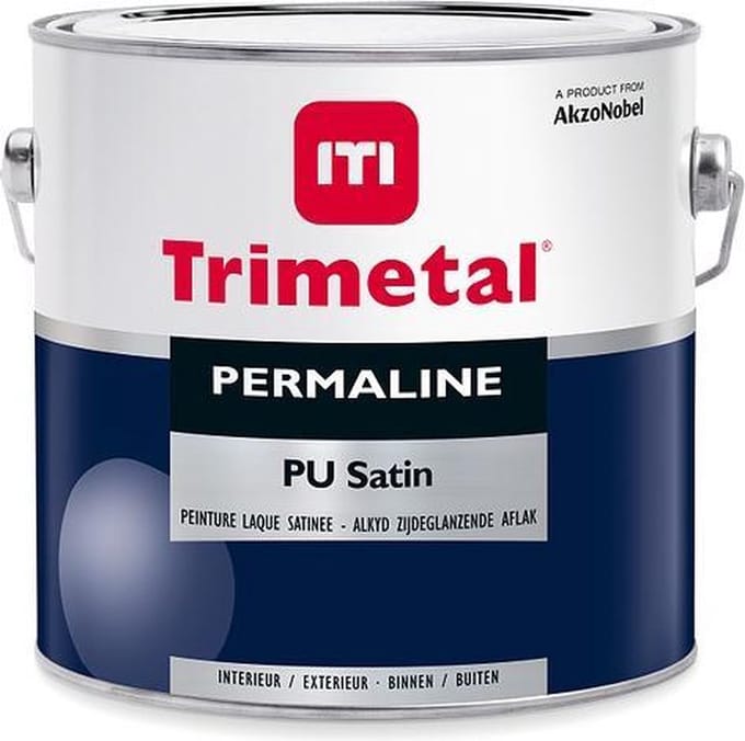 Trimetal Permaline Pu Satin - 1 l - 14-16 m²/l - Wit - Afwerkingslaag