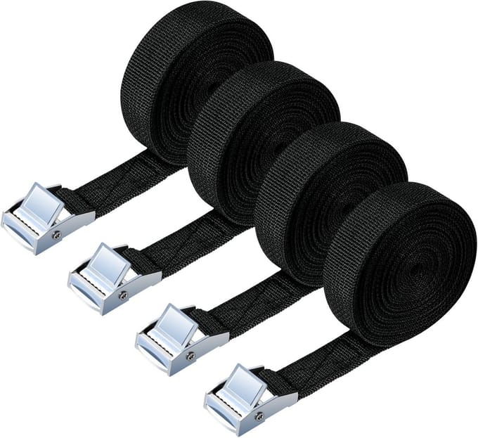 Set van 4 Zware Spanbanden met Ratel, 5 Meter Verstelbaar