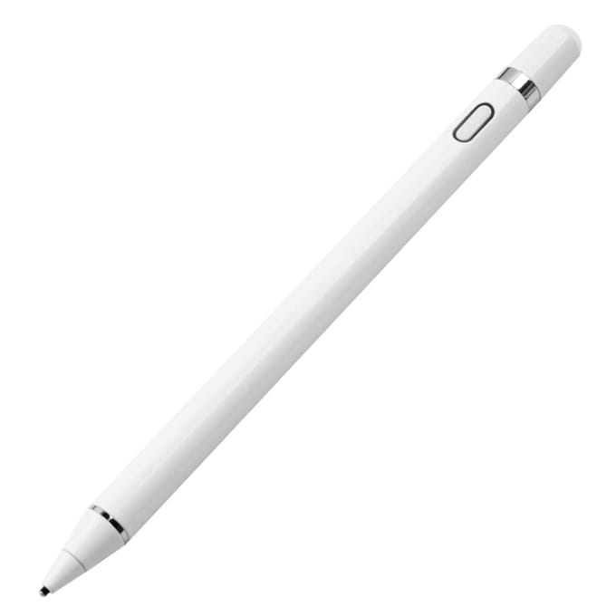 Stylet Universel Pointe Élastique en Cuivre Pur Extinction Automatique Compatible avec iOS/Android/Windows blanc