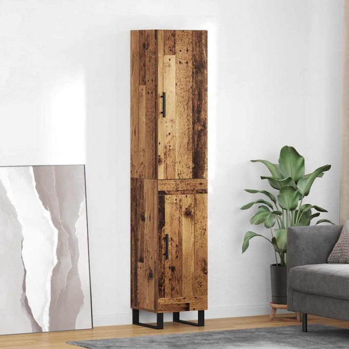 vidaXL Highboard Oud Hout 34,5 x 34 x 180 cm Bewerkt hout