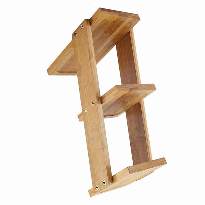 3 Lagen Bamboe Desktop Potplanten Bloemenhouder Opbergrek Plank zwart